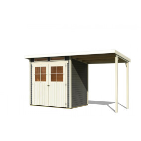  Karibu | Tuinhuis Glücksburg 2 met Overkapping | Terragrijs 211444-10
